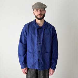 1960s Vintage French Workwear Sanfor Navy Chore Jacket - Retro Utility - Old Fashion Heritage - Size M/L
