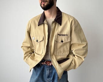 美品 90's Yves Saint Laurent ワークジャケット メンズM Men's Vintage 90s Yves Saint Laurent Pour Homme Nylon Navy Jacket