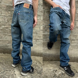 Vintage 90s Levi’s 521 Coolmax Faded Jeans Pants Denim Navy American Utility Workwear Style Retro Western Size 34x34