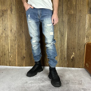 Men&#39;s Vintage Galliano Distressed Blue Jeans Pants Size 33