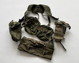 Vintage British Army P1958 Webbing Equipment – Military Belt Set – UK Soldier Gear Collectible