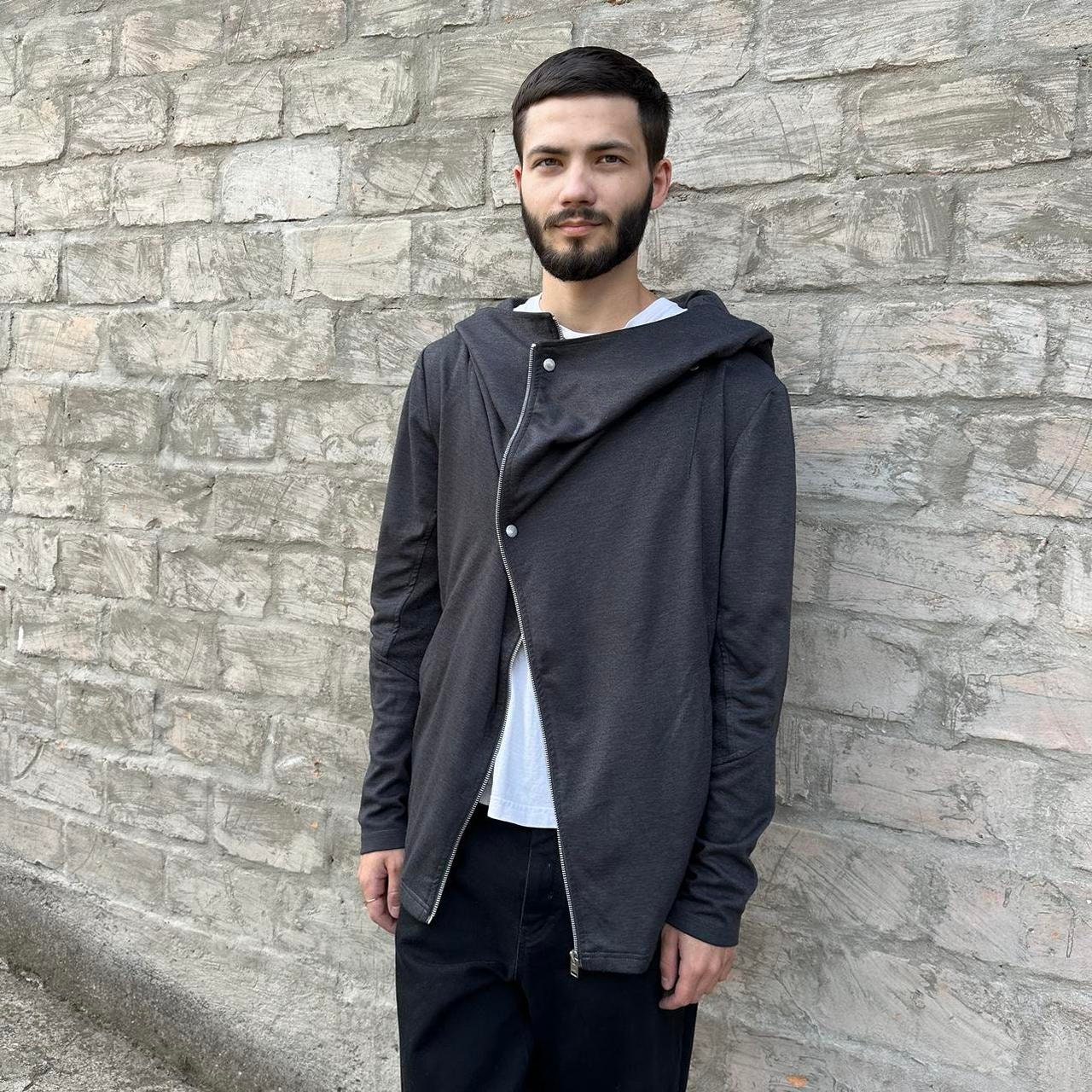 Codes Combine Asymmetrical Designer Zip Hoodie Gray Size M/L