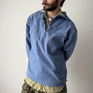 Vintage French Workwear 'Le Glazik' Fisherman Blue Smock Jacket