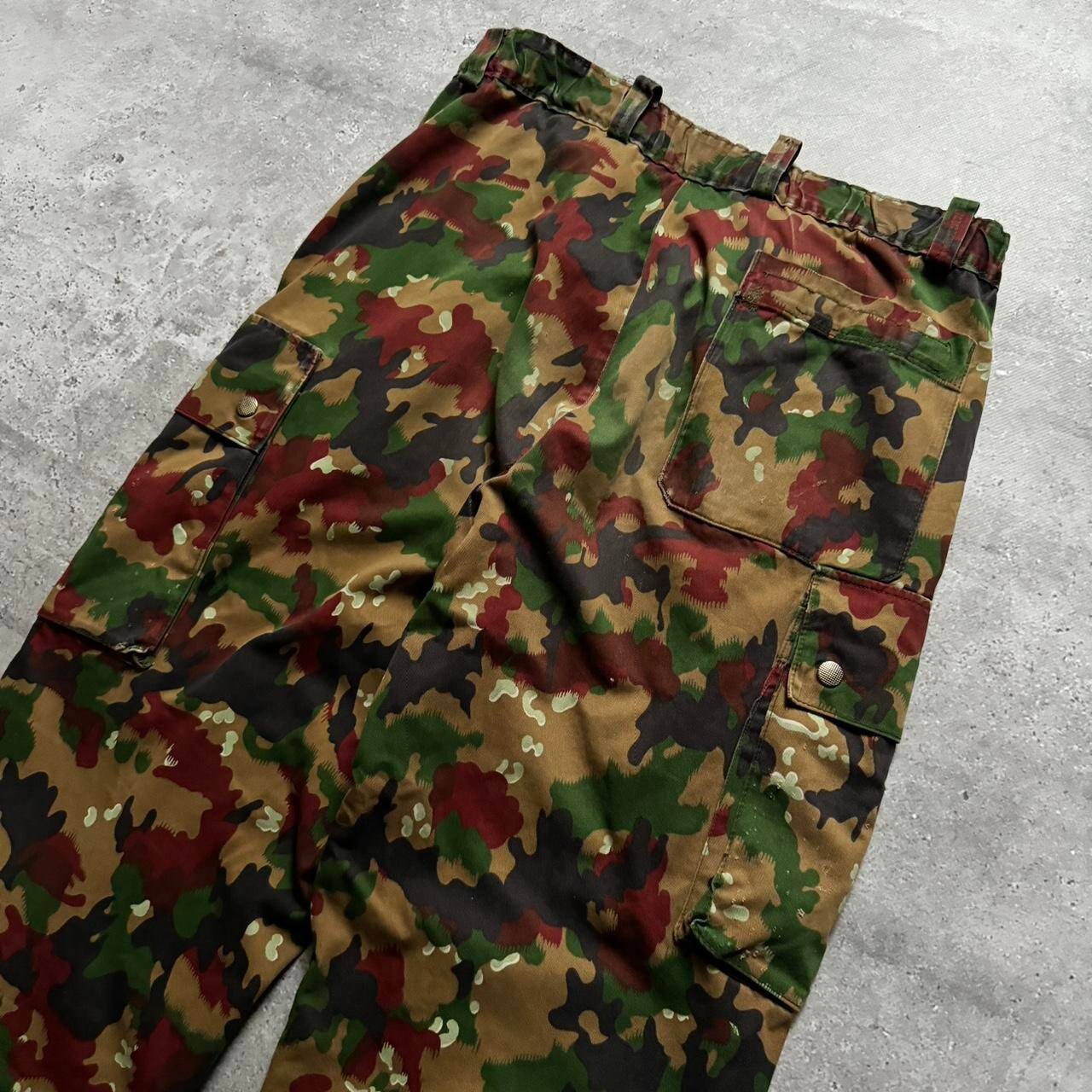 Military Vintage 80s Swiss Army Camo Cargo Pants Retro 1980s