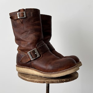 Stivali da ingegnere vintage Red Wing 2971 - USA Leather Heritage Workwear - Stivali classici marroni sbiaditi US 6D / EU 38