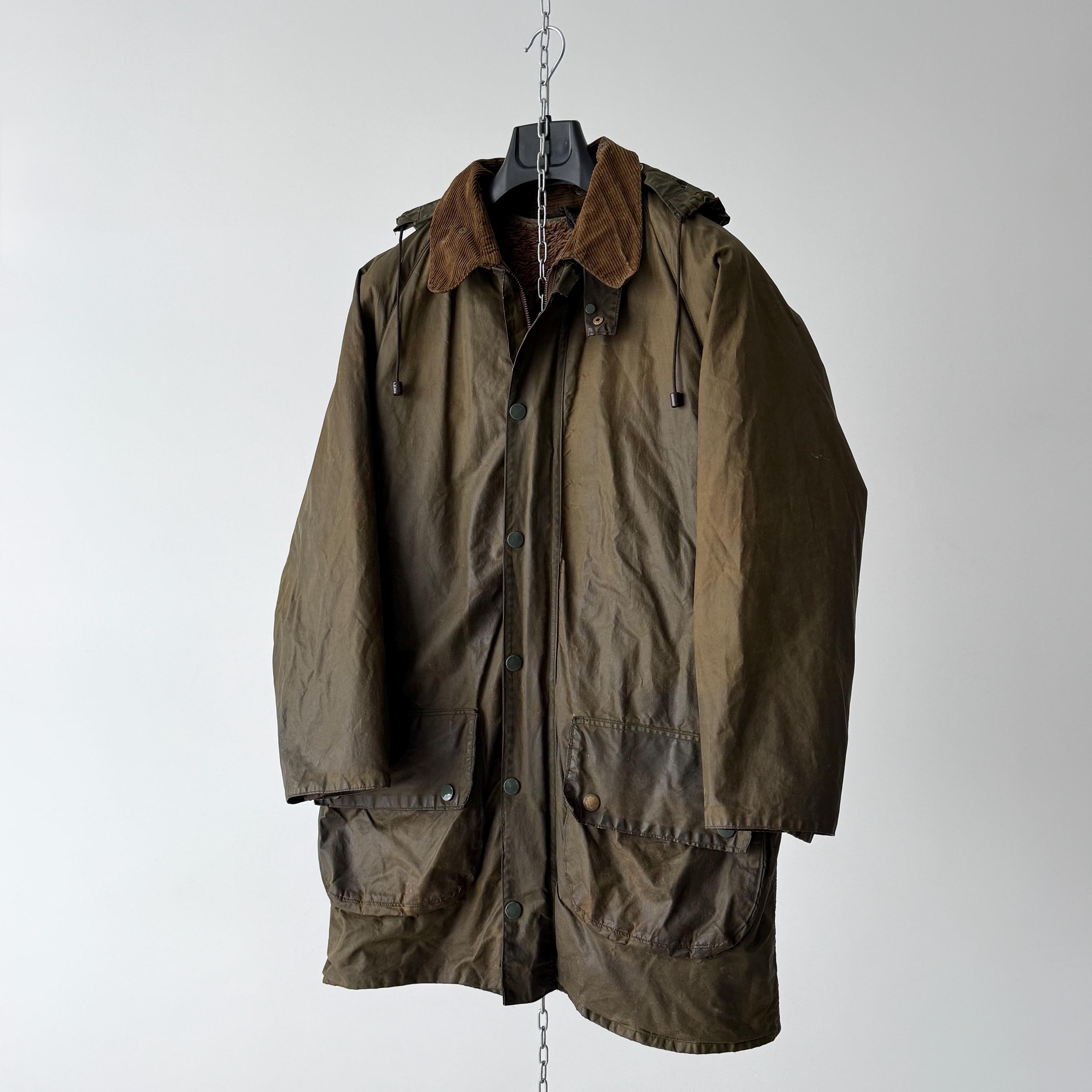 1970s Vintage Barbour Gamefair Waxed Khaki Jacket Hooded Lined
