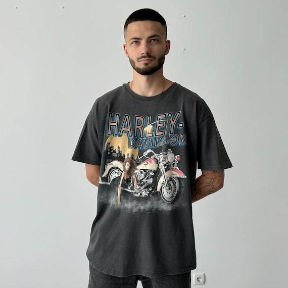 90s Special Harley Davidson graphic シャツ 90s Vintage 1992 Harley Davidson 'pittsburgh' Distressed T