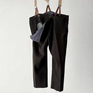 Vintage 1950s European Workwear Rancho Straps Braune Schwere Wolle Hose im Sailor Style Hose Große Größe - Retro Langlebig Traditions Utili