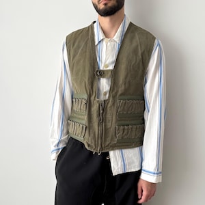 1960s Vintage French Ailee Zip Hunting Fishing Vest Size 50 M | Retro Outdoor Utility Vest | Classic Workwear - Heritage Japanese Fashion