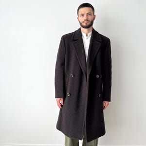 1940s Vintage German Double Breasted Brown Wool Great Heavy Coat - Retro Heritage Antique WW2 Era Old Clothing Tailored Fashion