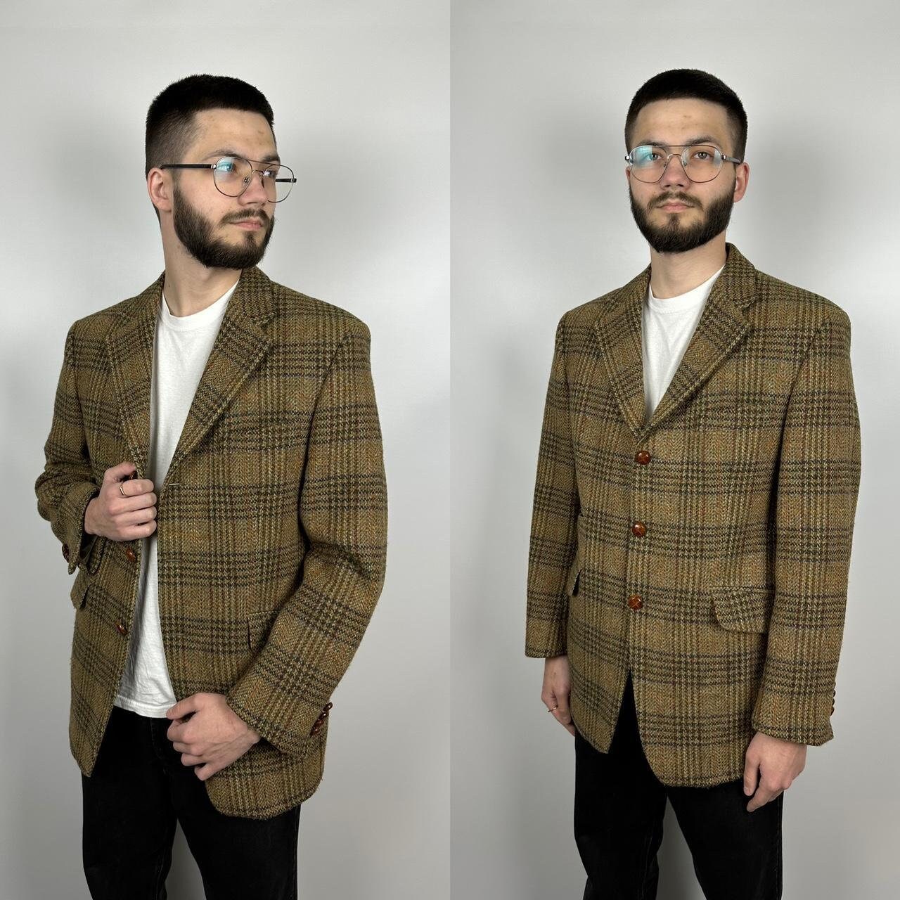偉大な Mens HARRIS TWEED by Toyner Blazer Sport Coat Jacket Plaid ジャケット・アウター