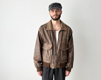 70s Schott A-2 G-1 USA製 ボンバー ジャケット フライト 古着 70-80s USA製 Schott Type A-2 本革 ステアハイド レザー