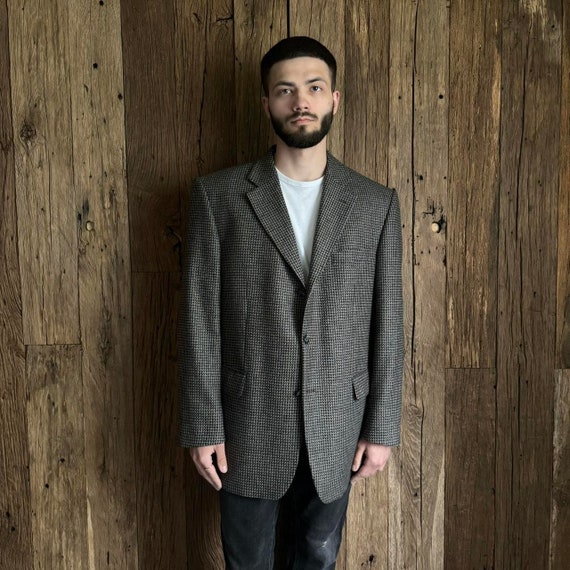 ビンテージ Zegna エルメネジルドゼニア チェック シルク ジャケット ERMENEGILDO ZEGNA Mens 2 Button Blazer Jacket UK 38 Medium Brown