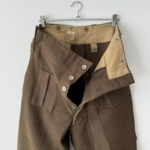 1940s Military Antique Deadstock Authentic 1942 Dated British Army 1937 Pattern BD Khaki Wool Trousers - SIZE ≈34 - WW 2 Era - Old Fashion