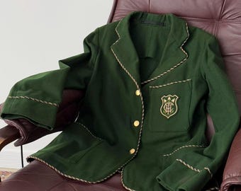 Antique ≈1930s British College Women’s Rowing Green Wool Jacket - Old Fashion - Vintage University Boating Blazer - Size M