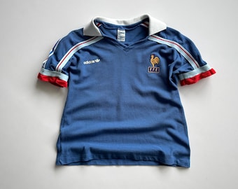 Vintage 1986 Adidas Ventex France Home Soccer Jersey Size S