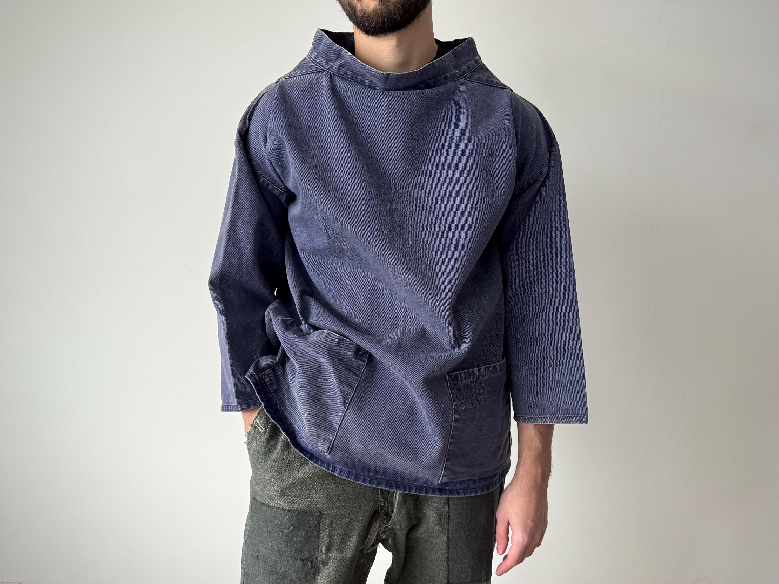 1970s〜1980s VINTAGE FISHERMAN SMOCK Vintage 70-80s French Blue