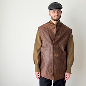 40s Vintage Military 1945 Dated WW2 Era British Army Brown Leather Jerkin No 2 Gilet Vest - Retro Heritage Old Fashion