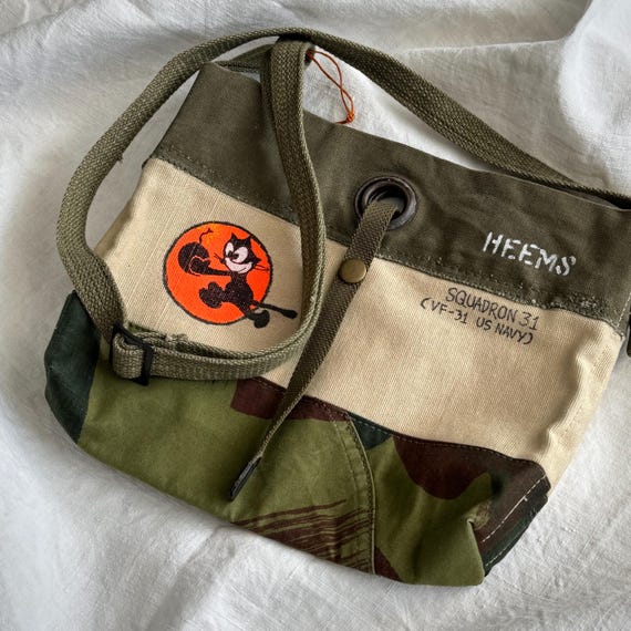 Vintage Heems Recycled Handmade Military Messenger Bag