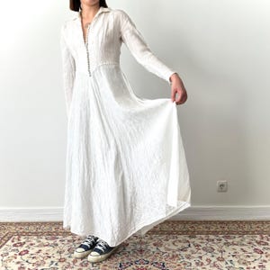 1950s Vintage White Wedding Dress - Mid Century Art Deco Grunge Bridal Gown - Retro Boho Elegance Lace Ceremony Dress Small Size