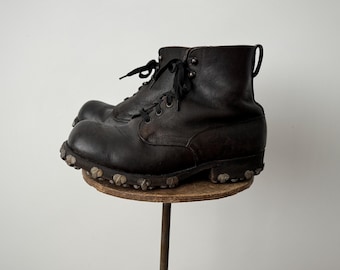 40s Vintage 1948 Dated Swiss Army 'Hobnail' Mountain Boots
