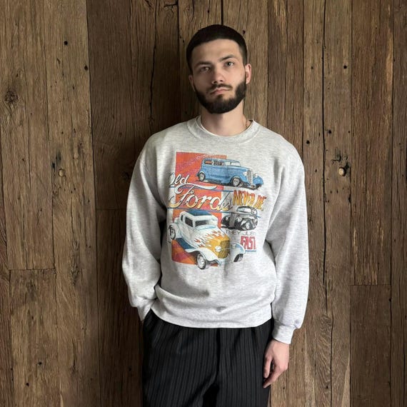 American Vintage 1990s, 90s Ford Made in USA Retro Sweatshirt Gray 
