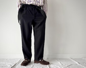 Vintage 70s Ritex Wool Pinstripe Pants — Swiss Made Heavy Workwear