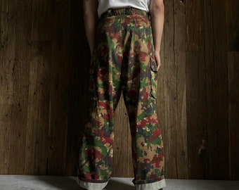 Military Vintage 80s Swiss Army Camo Cargo Pants Retro 1980s