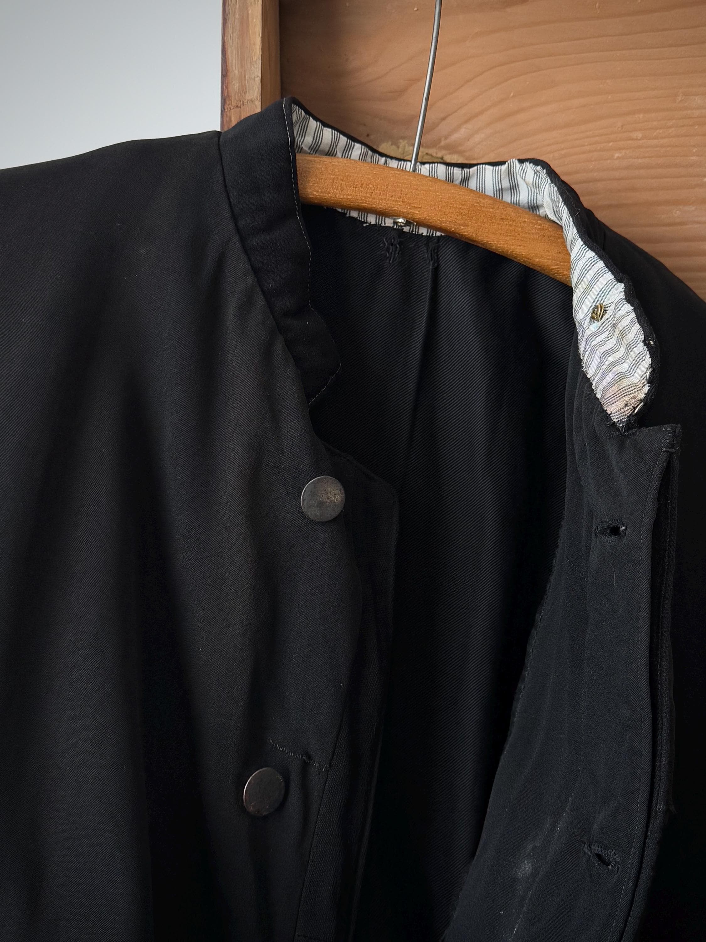 Antique ≈1920s French 'solide' Buttons Black Cassock Jacket