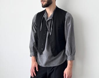 Antique Mens Black Wool Waistcoat Vest Size M/L - Etsy Antique Mens Black Wool Waistcoat Vest Size M/L - Etsy
