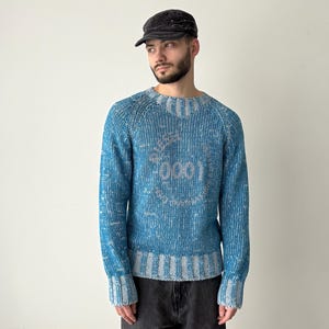 Vintage 00s Y2K Diesel ‘001’ Opium, Avant Garde Blue Heavy Knit Sweater - Size Medium