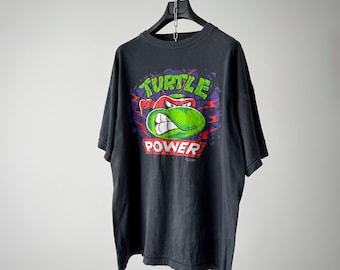 Vintage 1990s TMNT Raphael Turtle Power T-Shirt Cartoon Movie Tee
