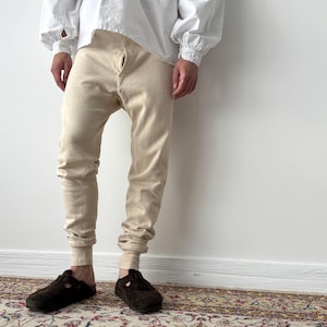 1940s Vintage WW2 European Long Johns – Military Wool Underwear Pants – Antique Base Layer Trousers
