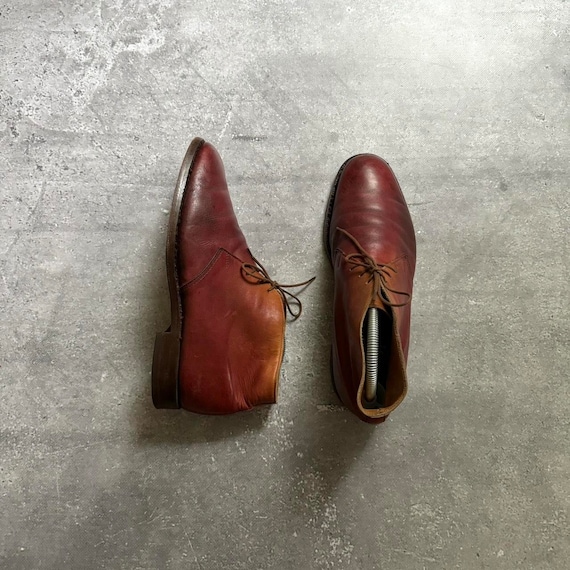 Mens Crockett & Jones Chiltern Chukka Boots in Burgundy Leather Gradiend British Made in Enlgnd Shoes SIZE UK 7.5 US 8.5 Handmade Footwear