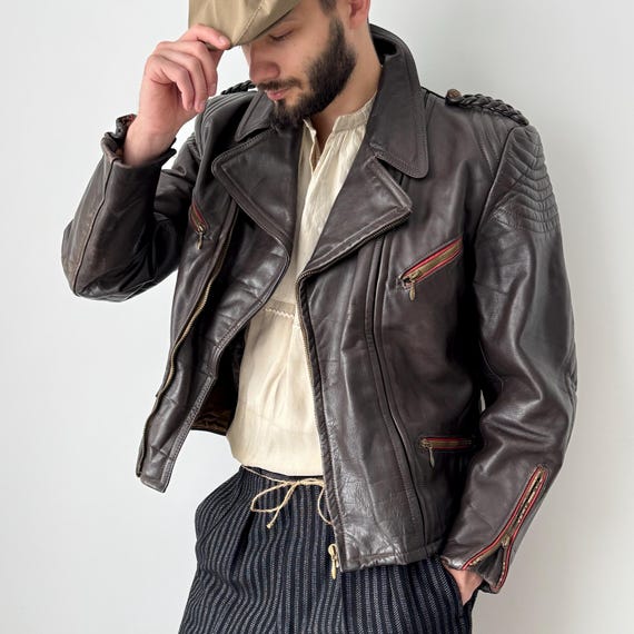 1950s, 1940s German 'BWS' Motorcycle Jacket – Vintage Brown