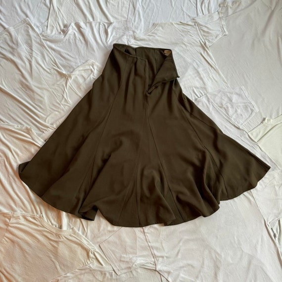 Women's Dries Van Noten Wool Khaki Skirt Size 38 - image 2