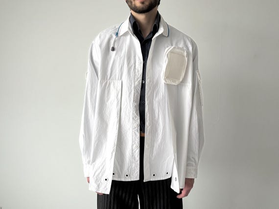 Deny Umamiism Pocket White Jacket Size L – Minimalist Japanese Streetwear
