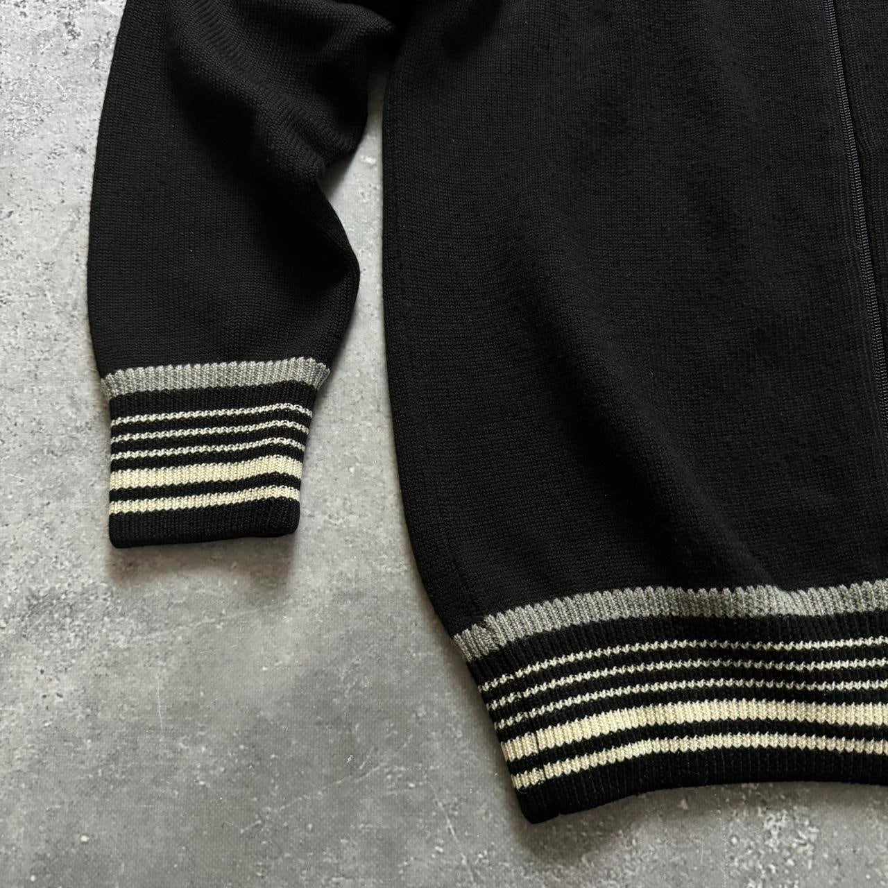 Men's Italian Designer Neil Barrett Wool Knit Zip Sweater Black