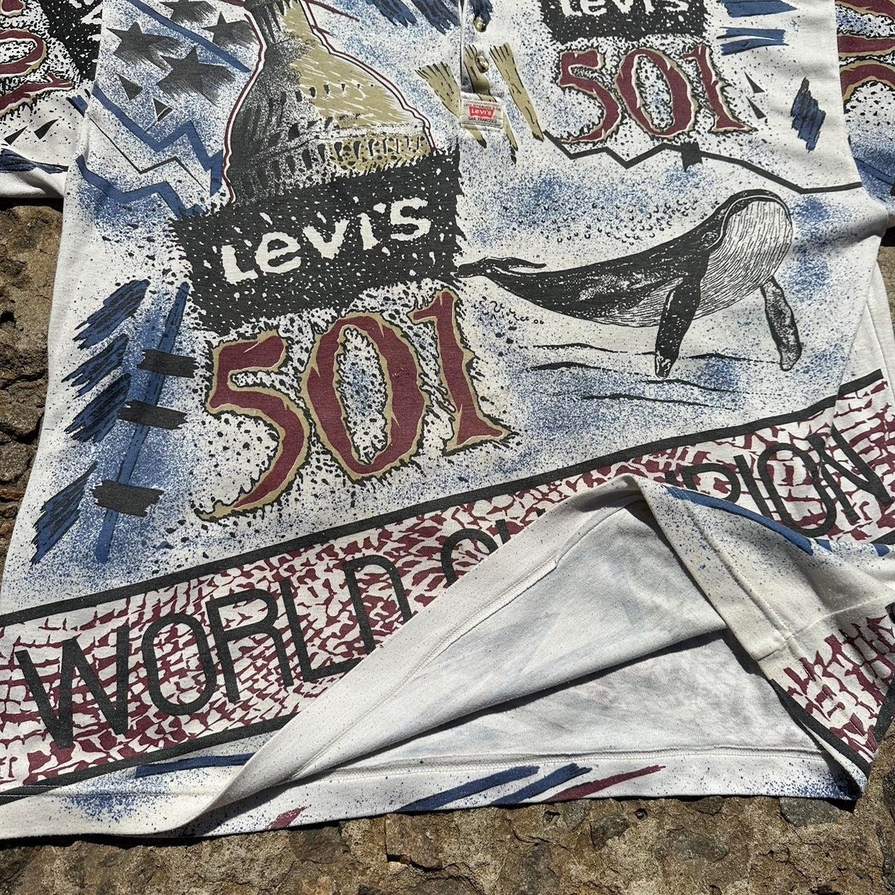 Vintage 90s Levi's 501 World Champion All Over Print Henley