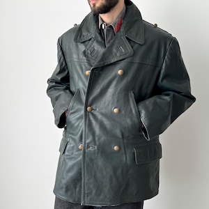 ジャケット・アウター 40s german vintage double breasted coat 40's] German Vintage Double Breasted Motorcycle Leather Jacket