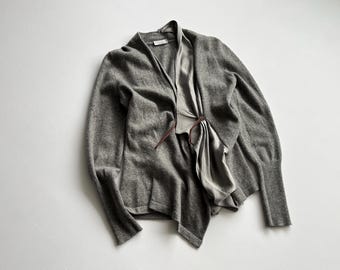 Brunello Cucinelli Damen Graue 100% Kaschmir Strickjacke Größe S – Italienische Strickmode