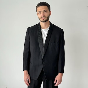 Antique 1930s-1940s Men’s Tuxedo Jacket - Classic Black Tie Blazer, Vintage Formalwear - Size M