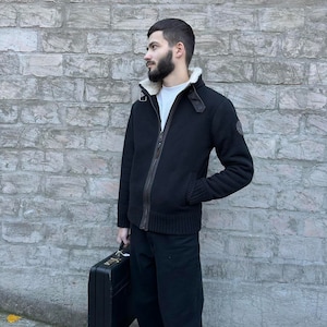 Menswear Military Vintage 90s Schott NYC Army Zip Jacket Black Size M Retro American 1990s Utility