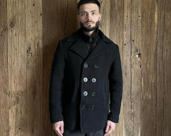 ジャケット・アウター SCHOTT U.S. 740N PEA JACKET made in USA Schott Navy Wool Pea Coat - 740