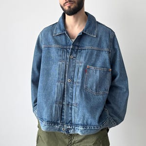 Levi’s Premium Type 1 Buckle Back Denim Jacket – Vintage-Inspired Selvedge Trucker – Heritage Raw Denim Jacket – Rare Levi’s USA Workwear