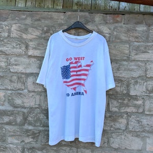 1970s Go West to America Faded T-Shirt Size L