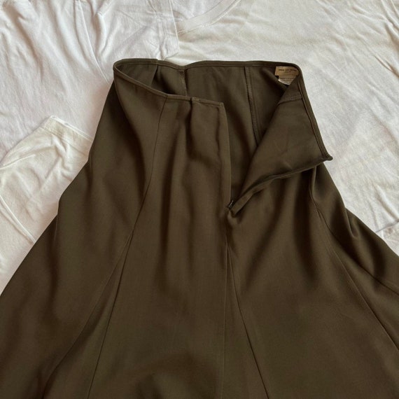 Women's Dries Van Noten Wool Khaki Skirt Size 38 - image 4