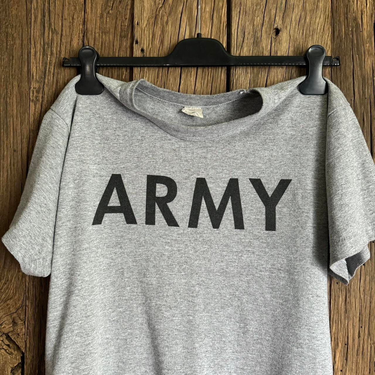 Military Vintage 70s US Army Logo Training Gray T-shirt Size