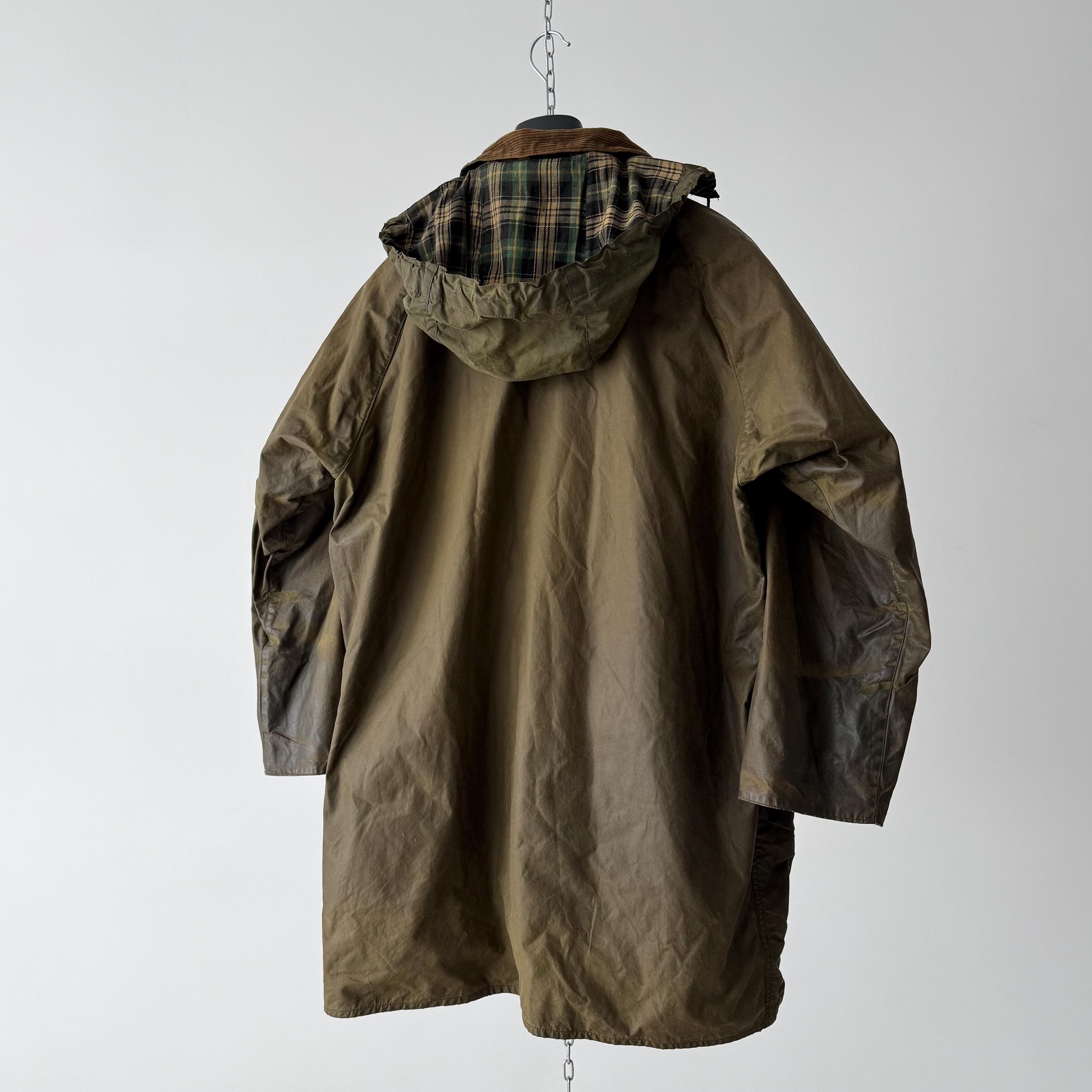 1970s Vintage Barbour Gamefair Waxed Khaki Jacket Hooded Lined
