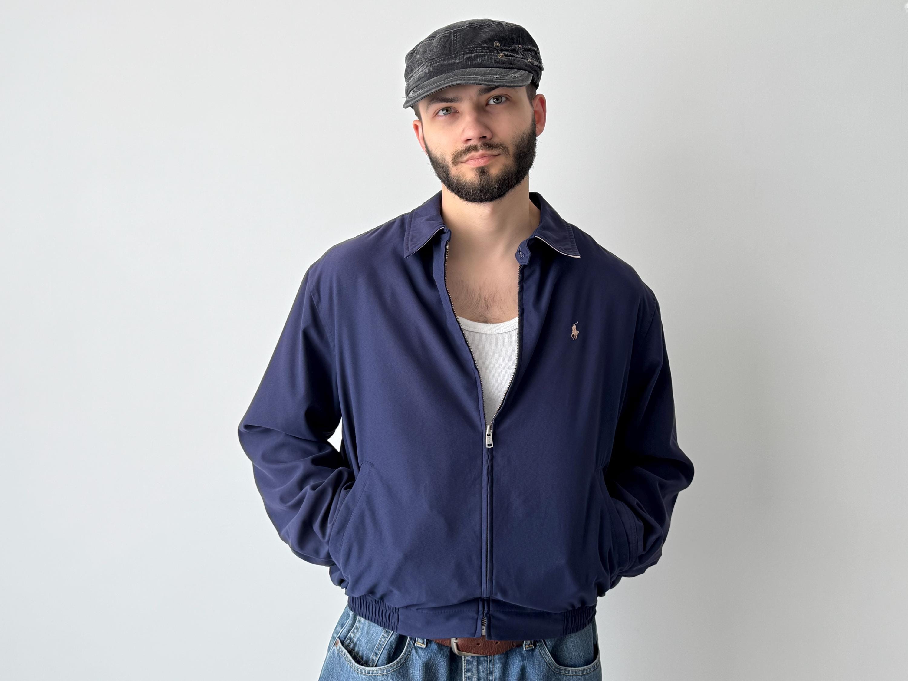 Vintage 90s Polo Ralph Lauren Bomber Jacket: Navy Blue Flight